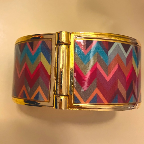 MacKenzie Childs Kaleidoscope Chevron Cuff Bracelet EUC - Picture 4 of 5